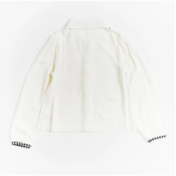 NEW Finding Foxtale Girl Classic Button Blouse Size 5 Ivory Houndstooth Chic $39 - Picture 3 of 9